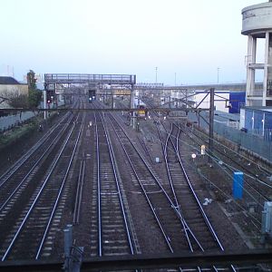 The view from Seven Kings bridge of Up & Down Main & Electric and Ilford Car Sheds - Country End.