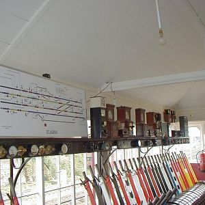 2009, March, Block shelf, with replica diagram and replacement instruments installed (BR stripped the block shelf after closure in 1979)