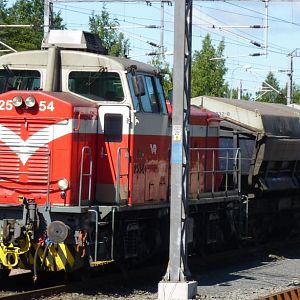 Diesel Hydraulic locomotive train in Finland.