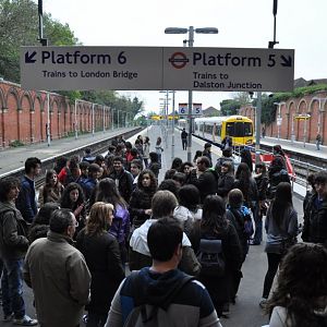 Around 80 Portuguese students on Crystal Palace Station, after discovering there were 4 more platforms.