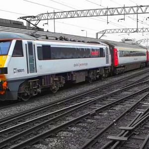 90011 & a full AbellioGreaterAnglia livery IC set departs for Norwich at Colchester